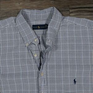 Ralph Lauren Classic Preppy Button Up Shirt Men 3XB Big Blue Striped Dress Shirt